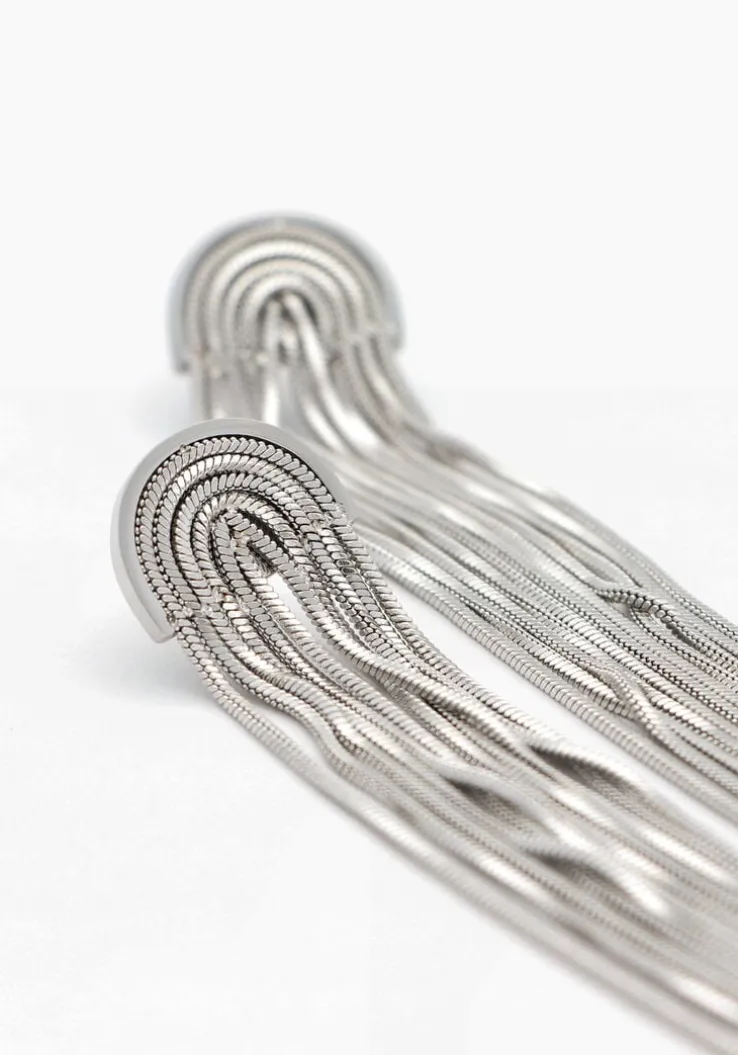 zilverkleurig notre-v oorbellen earring long