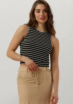 zwarte another label top abelia stripe top s/l