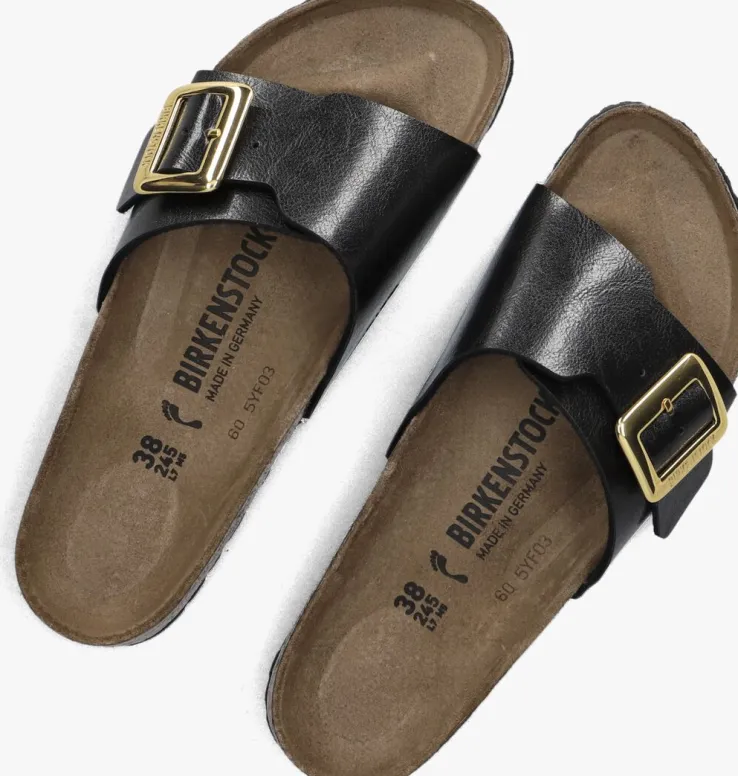 zwarte birkenstock slippers catalina cushion buckle