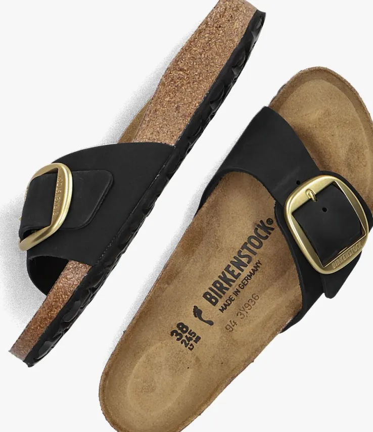 zwarte birkenstock slippers madrid big buckle