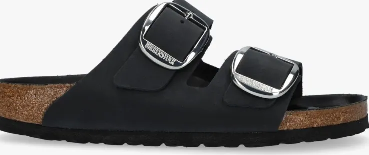 zwarte birkenstock slippers arizona big buckle