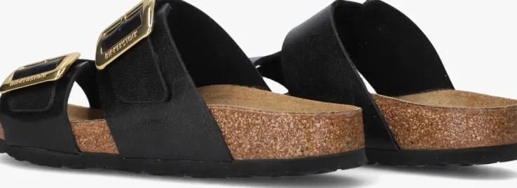 zwarte birkenstock slippers sydney cushion buckle