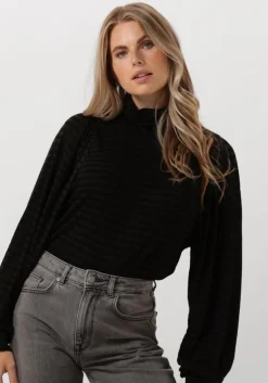 zwarte by-bar tops & t-shirts jojo roll melange stripe top