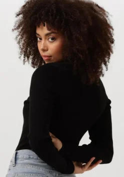 zwarte calvin klein coltrui woven label roll neck sweater