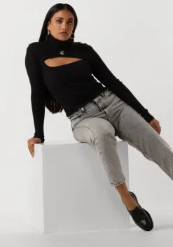 zwarte calvin klein coltrui 2 in 1 cut out tight sweater