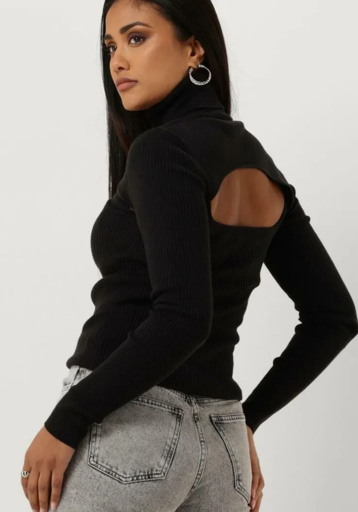 zwarte calvin klein coltrui 2 in 1 cut out tight sweater