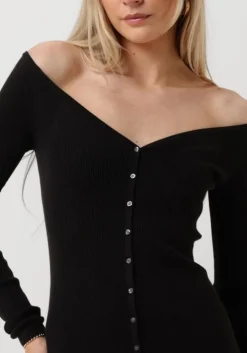 zwarte calvin klein midi jurk button long sweater dress