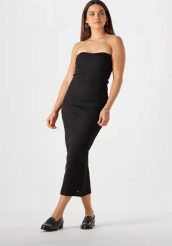 CALVIN KLEIN e midi jurk woven label rib sleeveless dress>DAMES Jurken