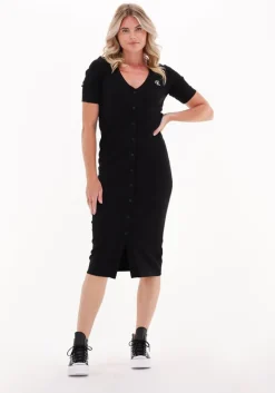 CALVIN KLEIN e midi jurk ck button through rib long dress>DAMES Jurken