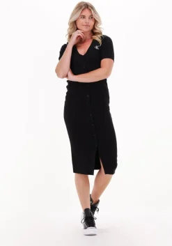 CALVIN KLEIN e midi jurk ck button through rib long dress>DAMES Jurken