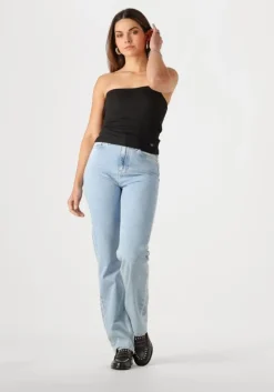 zwarte calvin klein top woven label rib sleeveless top