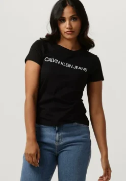 zwarte calvin klein t-shirt core instit logo slim fit tee