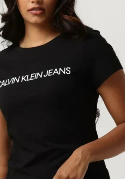 zwarte calvin klein t-shirt core instit logo slim fit tee