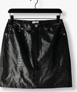 zwarte catwalk junkie minirok short textured vegan leather skirt