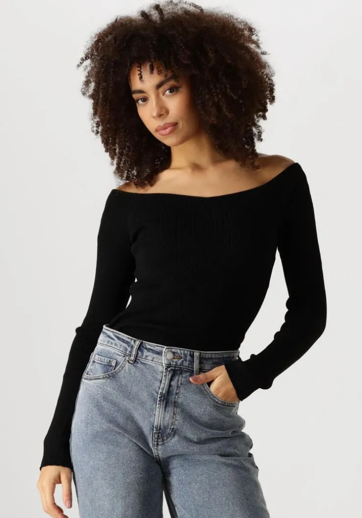 zwarte catwalk junkie tops & t-shirts rib v-neck knit