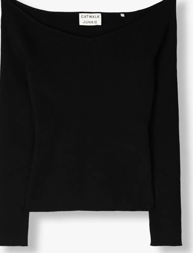 zwarte catwalk junkie tops & t-shirts rib v-neck knit