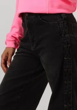zwarte catwalk junkie wide jeans loose fit jeans with lace detail