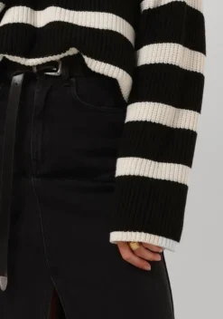 zwarte co'couture midirok vika slit demin skirt