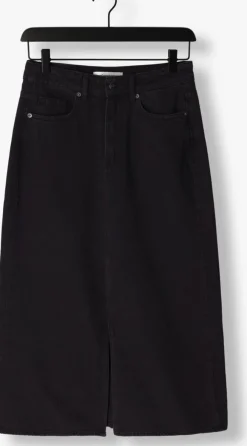 zwarte co'couture midirok vika slit demin skirt