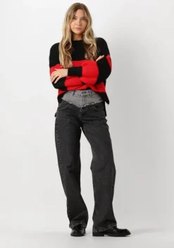 zwarte co'couture trui coralee blok rib knit