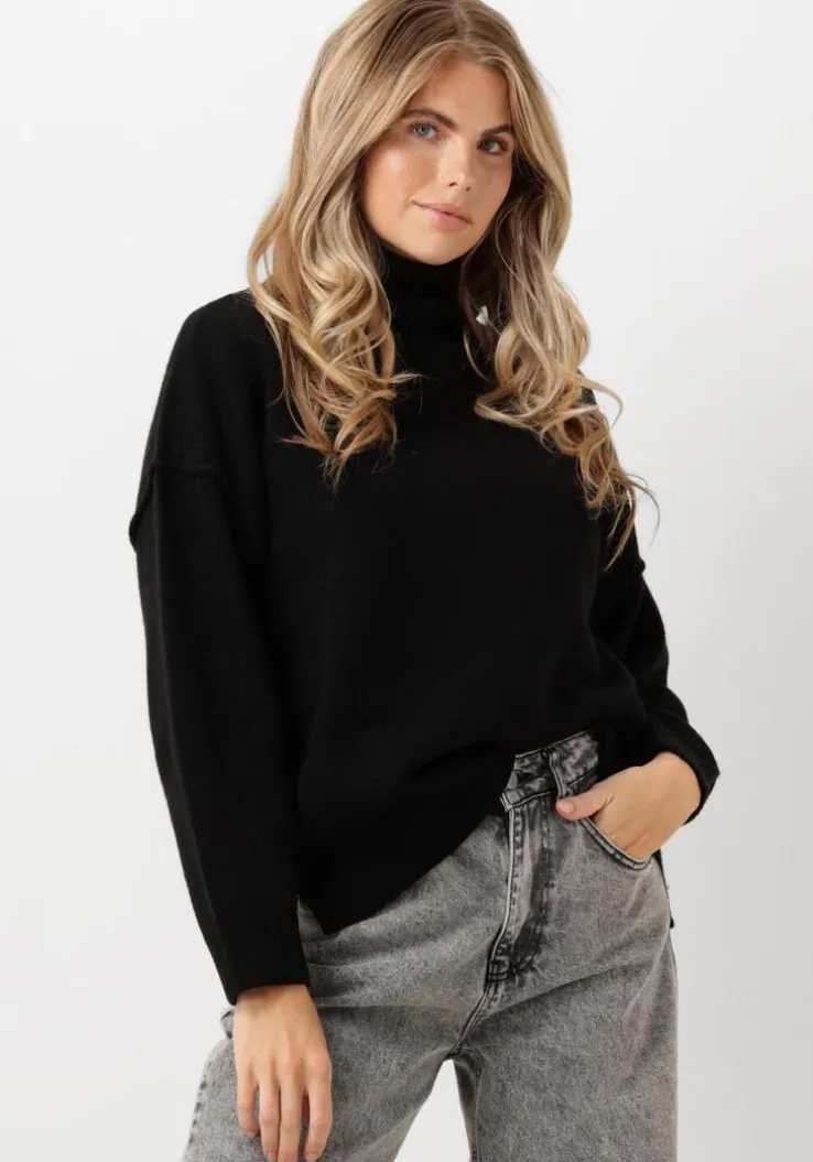 zwarte co'couture truien/vesten maja slit roll neck