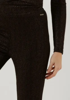 zwarte colourful rebel flared broek jolie metallic stripe flare pants