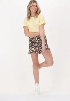 zwarte colourful rebel minirok eliza flower pleated mini skirt