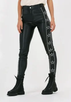 zwarte colourful rebel pantalon chloe fake leather star pants