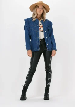 zwarte colourful rebel pantalon chloe fake leather star pants