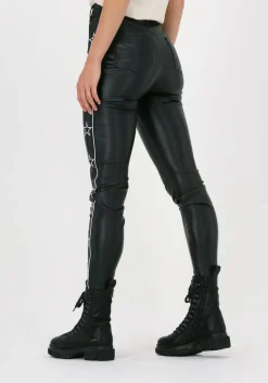 zwarte colourful rebel pantalon chloe fake leather star pants