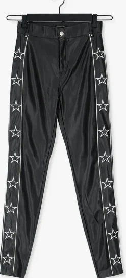 zwarte colourful rebel pantalon chloe fake leather star pants