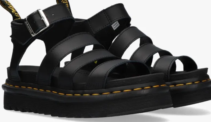 zwarte dr martens platte sandalen blaire brando