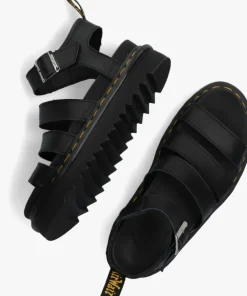zwarte dr martens platte sandalen blaire brando