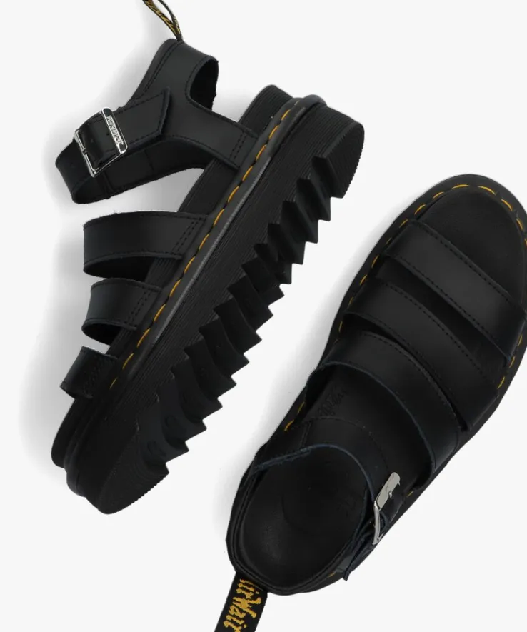 zwarte dr martens platte sandalen blaire brando