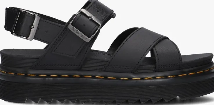 zwarte dr martens platte sandalen voss ii