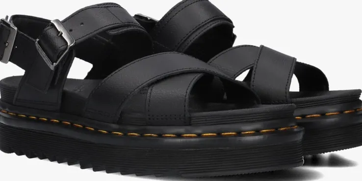 zwarte dr martens platte sandalen voss ii