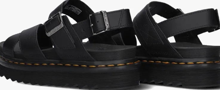 zwarte dr martens platte sandalen voss ii