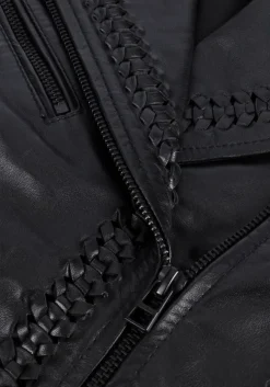 zwarte goosecraft leren jas jade braided