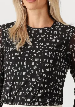 zwarte haute l'amitié top l'amitie mesh ls o-neck