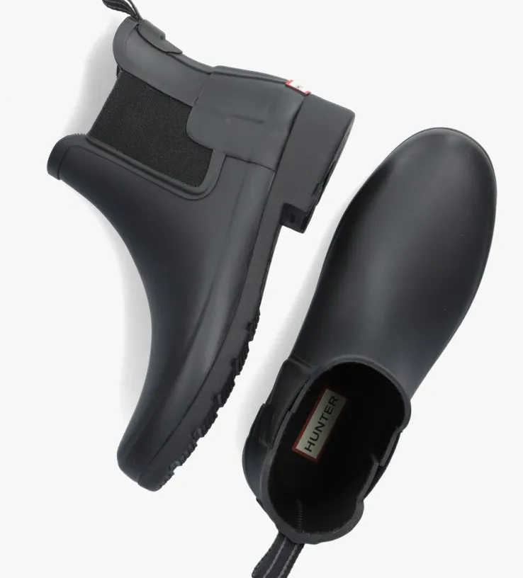 zwarte hunter regenlaarzen womens refined chelsea