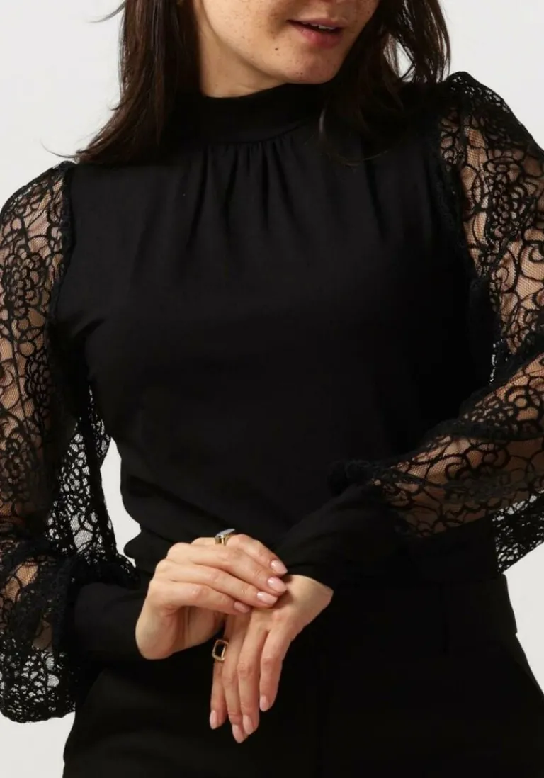 JANSEN AMSTERDAM e blouses v107 top with lace sleeves and turtle neck>DAMES Blouses
