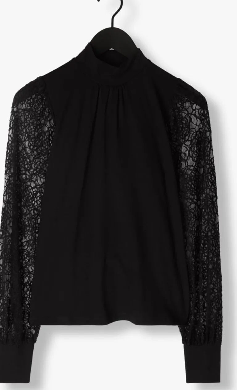JANSEN AMSTERDAM e blouses v107 top with lace sleeves and turtle neck>DAMES Blouses