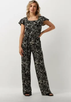 zwarte jansen amsterdam jumpsuit vfb445 jersey printed jumpsuit square neckline