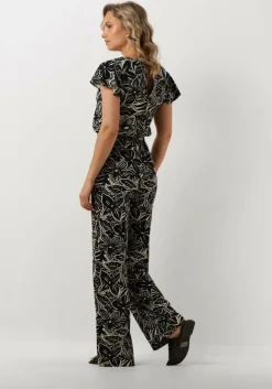 zwarte jansen amsterdam jumpsuit vfb445 jersey printed jumpsuit square neckline