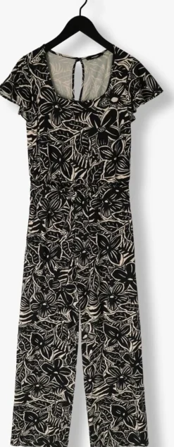 zwarte jansen amsterdam jumpsuit vfb445 jersey printed jumpsuit square neckline
