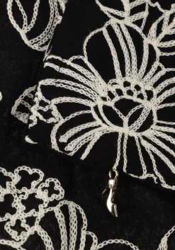 zwarte jansen amsterdam midi jurk wge517 embroidered dress 3/4 sleeve v-neck