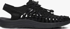 zwarte keen platte sandalen uneek w