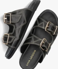 LINA LOCCHI e slippers led 2 band slipper met stiksels><noscript><img width=