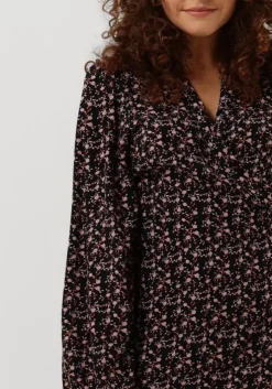 zwarte msch copenhagen mini jurk mschmessina morocco wrap dress aop