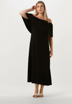 zwarte my essential wardrobe midi jurk sunnymw florence dress